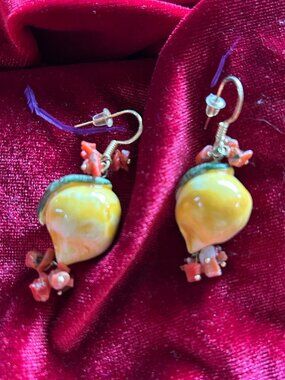 Italian Ceramic Lemons with Coral
